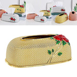 Maxbell Rose Embossing Tissue Box for Desk Table Sleek Opening  Golden