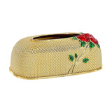 Maxbell Rose Embossing Tissue Box for Desk Table Sleek Opening  Golden