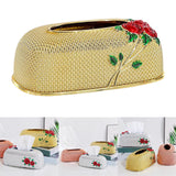 Maxbell Rose Embossing Tissue Box for Desk Table Sleek Opening  Golden
