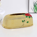 Maxbell Rose Embossing Tissue Box for Desk Table Sleek Opening  Golden