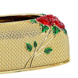 Maxbell Rose Embossing Tissue Box for Desk Table Sleek Opening  Golden