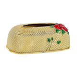 Maxbell Rose Embossing Tissue Box for Desk Table Sleek Opening  Golden