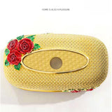 Maxbell Rose Embossing Tissue Box for Desk Table Sleek Opening  Golden