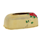 Maxbell Rose Embossing Tissue Box for Desk Table Sleek Opening  Golden