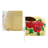 Maxbell Rose Embossing Tissue Box for Desk Table Sleek Opening  Golden