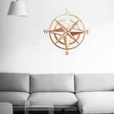 Maxbell Metal Nautical Compass Wall Hanging for Bedroom Living Room light brown