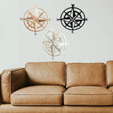 Maxbell Metal Nautical Compass Wall Hanging for Bedroom Living Room light brown