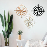 Maxbell Metal Nautical Compass Wall Hanging for Bedroom Living Room light brown