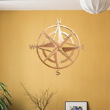 Maxbell Metal Nautical Compass Wall Hanging for Bedroom Living Room light brown