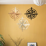 Maxbell Metal Nautical Compass Wall Hanging for Bedroom Living Room light brown