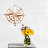 Maxbell Metal Nautical Compass Wall Hanging for Bedroom Living Room light brown