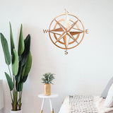 Maxbell Metal Nautical Compass Wall Hanging for Bedroom Living Room light brown