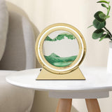 Maxbell Round Flowing Sand Painting Night Light Decoration Small Table Lamp USB Green