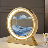 Maxbell Round Flowing Sand Painting Night Light Decoration Small Table Lamp USB Blue