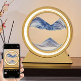 Maxbell Round Flowing Sand Painting Night Light Decoration Small Table Lamp USB Blue