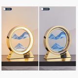 Maxbell Round Flowing Sand Painting Night Light Decoration Small Table Lamp USB Blue