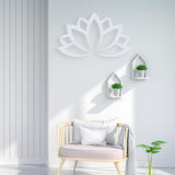 Maxbell Lotus Wall Decoration Hollow Out Meditation Ornament for Porch Home Entrance Silver