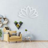 Maxbell Lotus Wall Decoration Hollow Out Meditation Ornament for Porch Home Entrance Silver