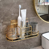 Maxbell Toothpaste Stand Rack Tumblers Organizer Countertop Toothbrush Holder Black