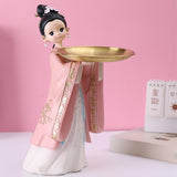 Maxbell Serving Tray Figurine Sculptures Jewelry Trinket Storage Statues Pink