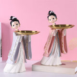 Maxbell Serving Tray Figurine Sculptures Jewelry Trinket Storage Statues Pink