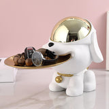 Maxbell Dog Sculpture Jewelry Key Storage for Party Decor White