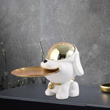 Maxbell Dog Sculpture Jewelry Key Storage for Party Decor White