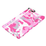 Maxbell Camo Golf Towel with Carabiner Waffle Pattern Cleaning Towels 9.5in x 16in Pink