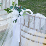 Maxbell Aisle Chair Back Flower Artificial Rose Flower for Wedding Birthday White