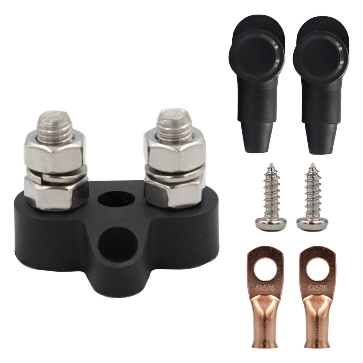 Maxbell power Distribution Terminal Block Kits 48V for Truck Car RV Black double