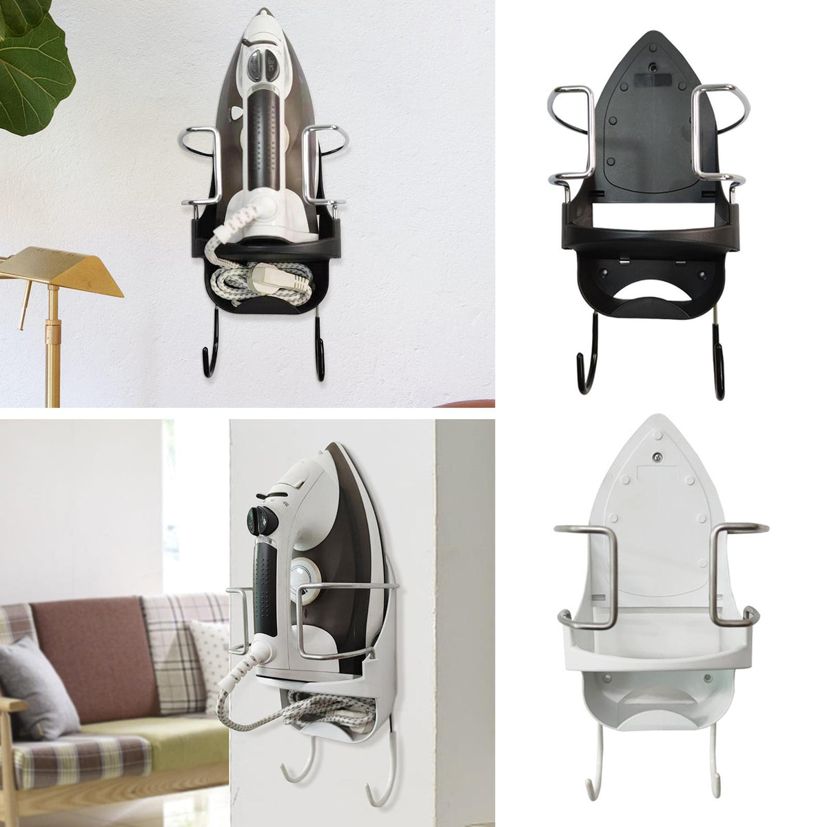Maxbell Ironing Board Holder Easily Mount Iron Hanger for Laundry Room Bathroom Door Black