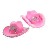 Maxbell Cowboy Cowgirl Hat with Tiara Western Style for Women Fancy Dress Party Sequin brim