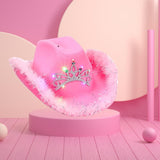 Maxbell Cowboy Cowgirl Hat with Tiara Western Style for Women Fancy Dress Party Sequin brim