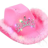 Maxbell Cowboy Cowgirl Hat with Tiara Western Style for Women Fancy Dress Party Sequin brim