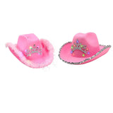 Maxbell Cowboy Cowgirl Hat with Tiara Western Style for Women Fancy Dress Party Sequin brim