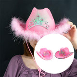 Maxbell Cowboy Cowgirl Hat with Tiara Western Style for Women Fancy Dress Party Sequin brim