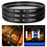 Maxbell 3Pcs Camera Lens filter with bag 4 6 8 Points Slim 77mm
