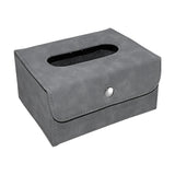 Maxbell PU Leather Tissue Case Rectangular for Hotel Restaurant Office Desk Gray