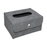 Maxbell PU Leather Tissue Case Rectangular for Hotel Restaurant Office Desk Gray