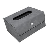 Maxbell PU Leather Tissue Case Rectangular for Hotel Restaurant Office Desk Gray