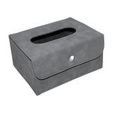 Maxbell PU Leather Tissue Case Rectangular for Hotel Restaurant Office Desk Gray