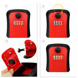 Maxbell Outdoor Key Storage Lock Box 4 Digit Wall Mounted for Garden Indoor Home Red