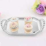 Maxbell Iron Serving Tray Fruit with Handle Display for Decoration Party  Silver