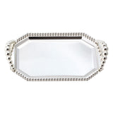Maxbell Iron Serving Tray Fruit with Handle Display for Decoration Party  Silver