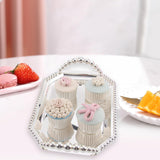 Maxbell Iron Serving Tray Fruit with Handle Display for Decoration Party  Silver