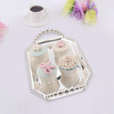 Maxbell Iron Serving Tray Fruit with Handle Display for Decoration Party  Silver