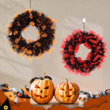 Maxbell Skull Front Door Wreath Halloween Hanging for Cocktail Decor Orange