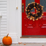 Maxbell Skull Front Door Wreath Halloween Hanging for Cocktail Decor Orange