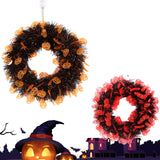 Maxbell Skull Front Door Wreath Halloween Hanging for Cocktail Decor Orange