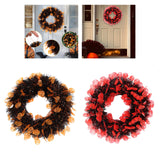 Maxbell Skull Front Door Wreath Halloween Hanging for Cocktail Decor Orange